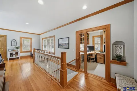207 W 4th Street: front of the main floor, with French doors to the office