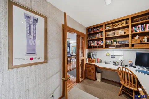 207 W 4th Street: main-level office with oak built-in shelving